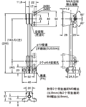 MS-AJ2-M 通用傳感器安裝架(另售)